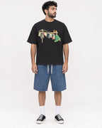 Mockup Boxy Heavyweight Tee Black male full-body 07