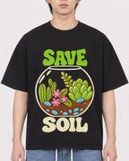 Mockup Boxy Heavyweight Tee Black male close-up 11