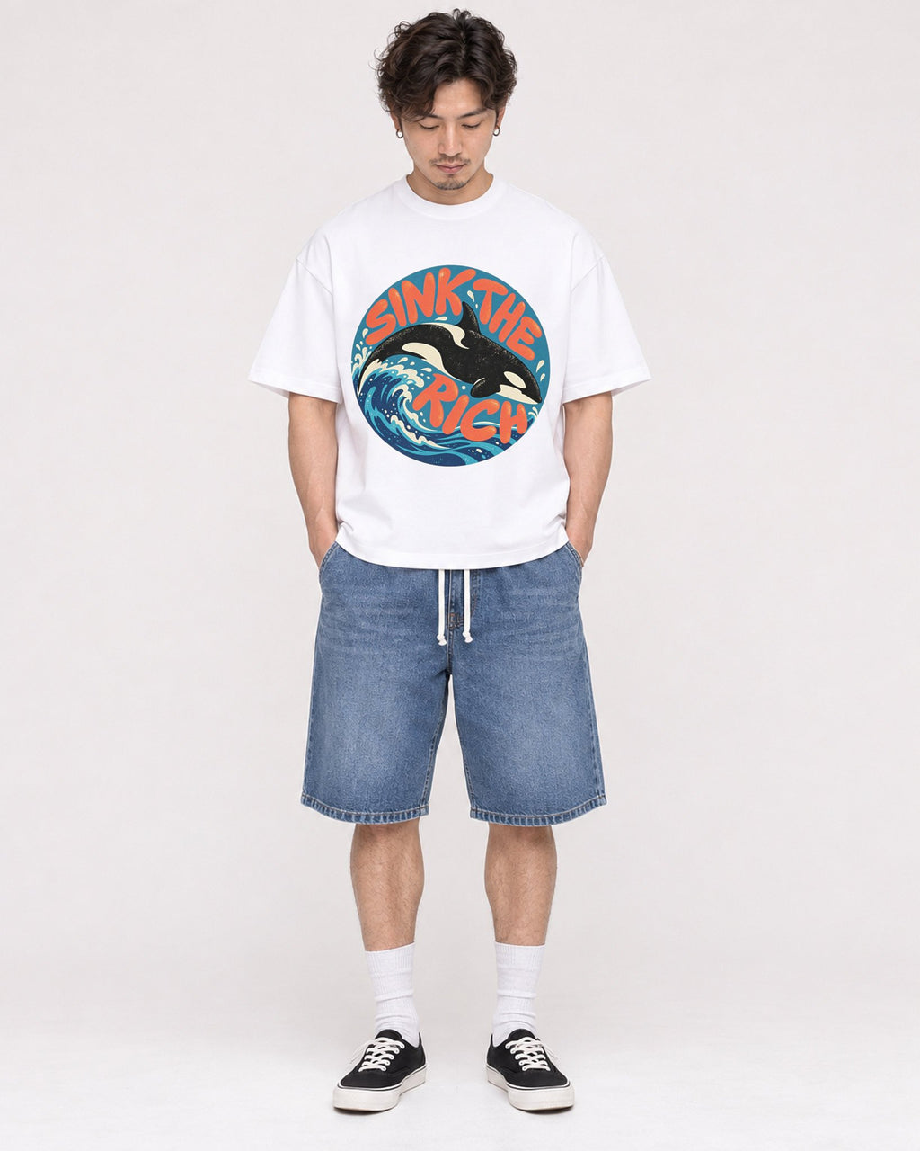 Mockup Boxy Heavyweight Tee White male full-body 03