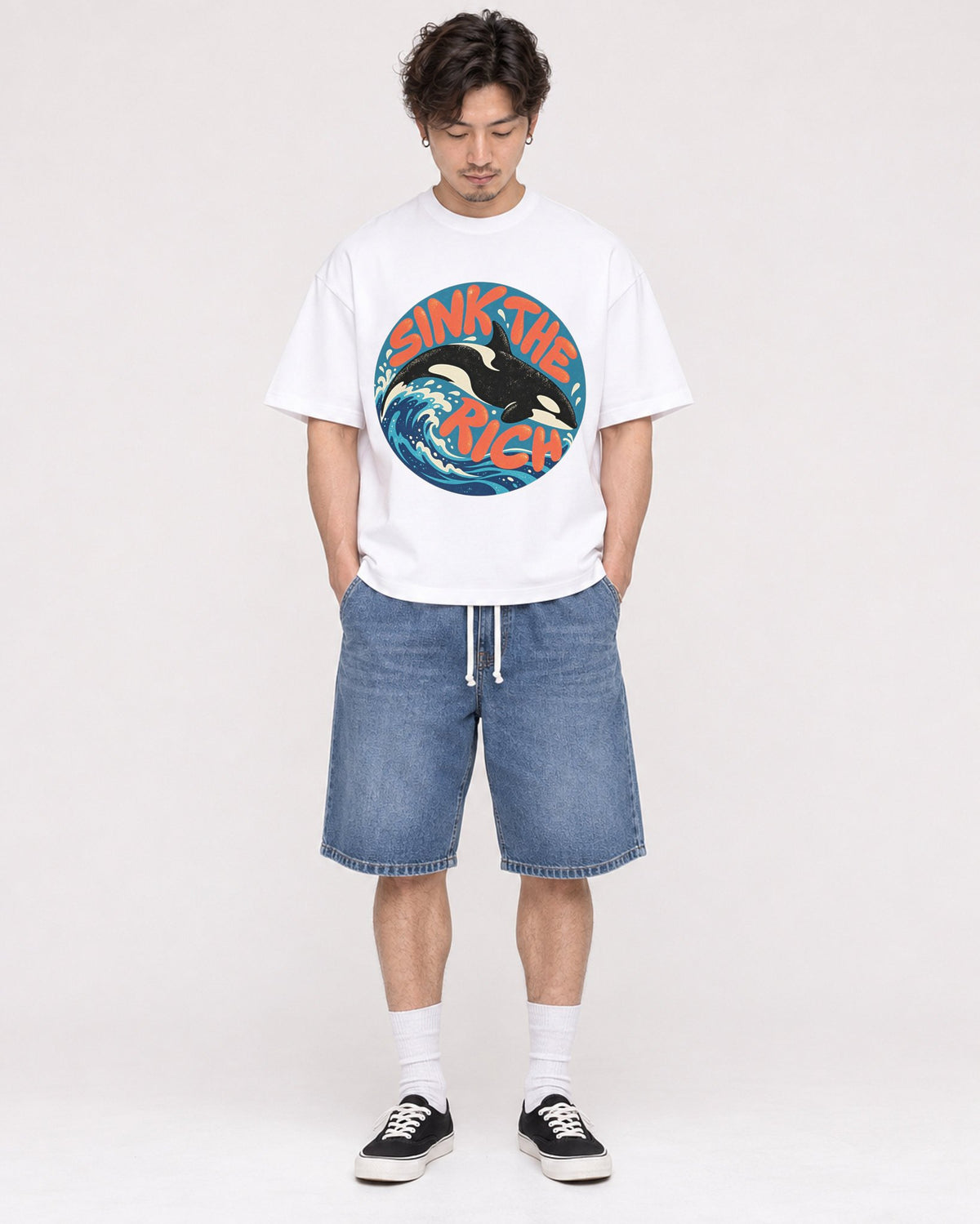 Mockup Boxy Heavyweight Tee White male full-body 03