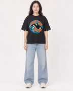 Mockup Boxy Heavyweight Tee Black female full-body 03