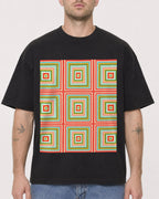 Mockup Boxy Heavyweight Tee Black male close-up 18