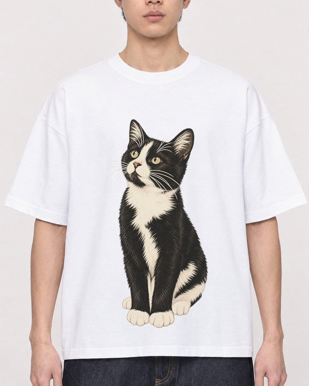 Mockup Boxy Heavyweight Tee White male close-up 01