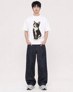Mockup Boxy Heavyweight Tee White male full-body 01