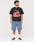 Mockup Boxy Heavyweight Tee Black male full-body 27