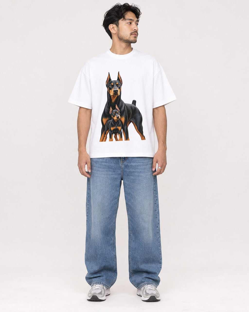 Mockup Boxy Heavyweight Tee White male full-body 02