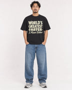 Mockup Boxy Heavyweight Tee Black male full-body 02