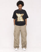 Mockup Boxy Heavyweight Tee Black female full-body 14