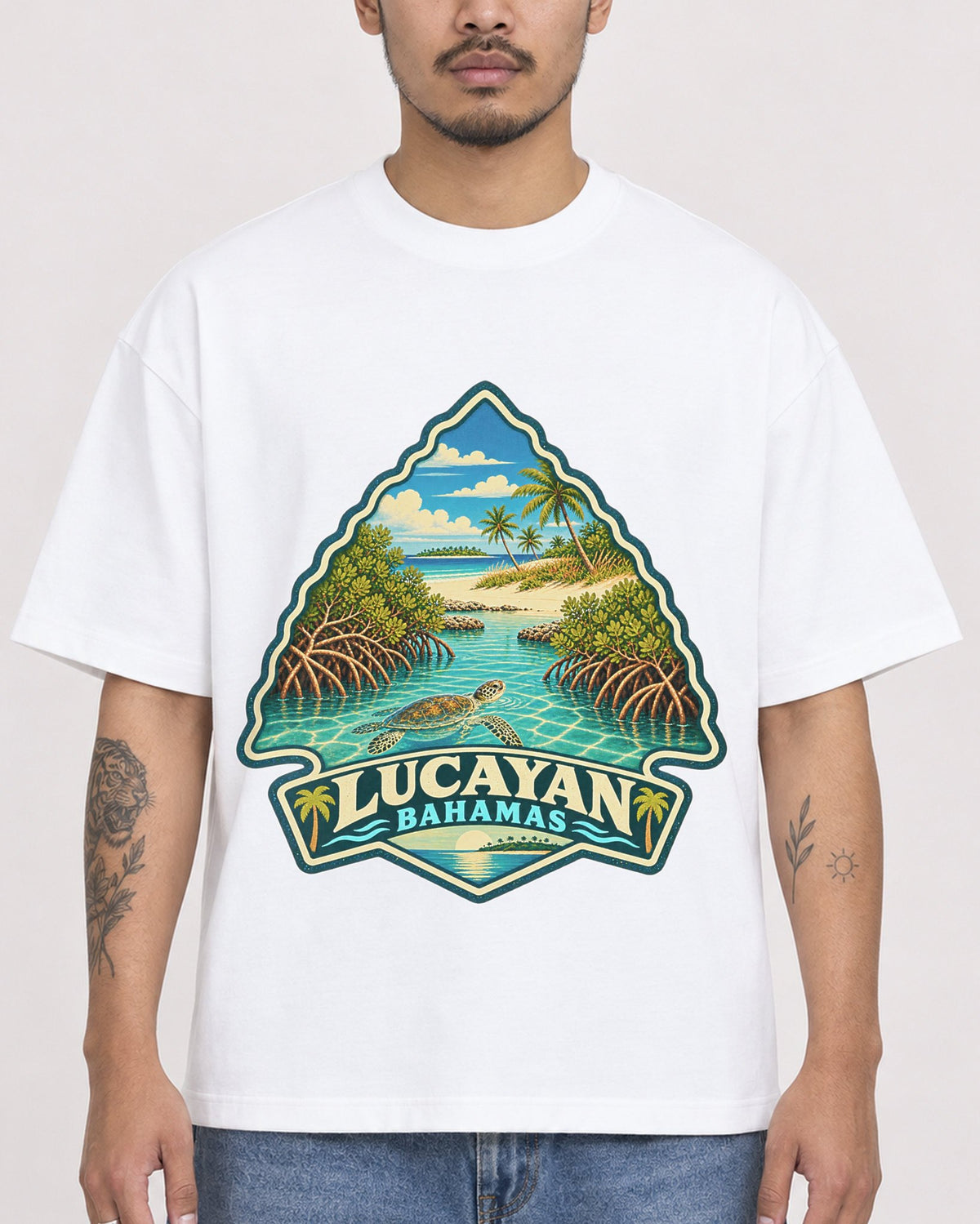 Mockup Boxy Heavyweight Tee White male close-up 12