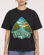 Mockup Boxy Heavyweight Tee Black female close-up 12