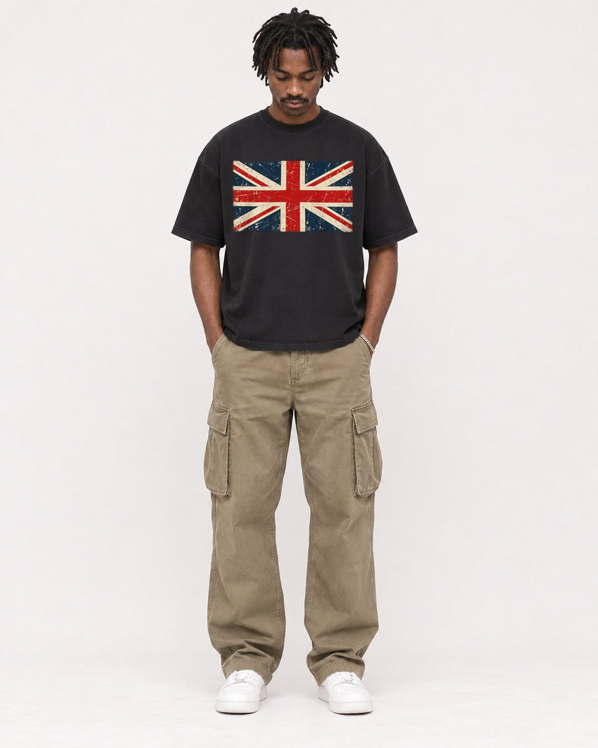 Mockup Boxy Heavyweight Tee Black male full-body 04
