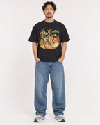 Mockup Boxy Heavyweight Tee Black male full-body 02