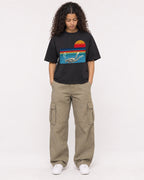 Mockup Boxy Heavyweight Tee Black female full-body 10