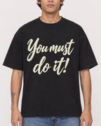 Mockup Boxy Heavyweight Tee Black male close-up 06