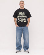 Mockup Boxy Heavyweight Tee Black male full-body 18