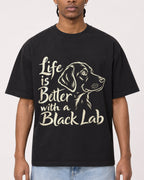Mockup Boxy Heavyweight Tee Black male close-up 25