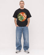 Mockup Boxy Heavyweight Tee Black male full-body 18