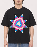 Mockup Boxy Heavyweight Tee Black male close-up 03