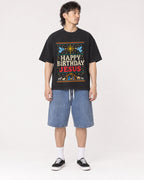 Mockup Boxy Heavyweight Tee Black male full-body 23