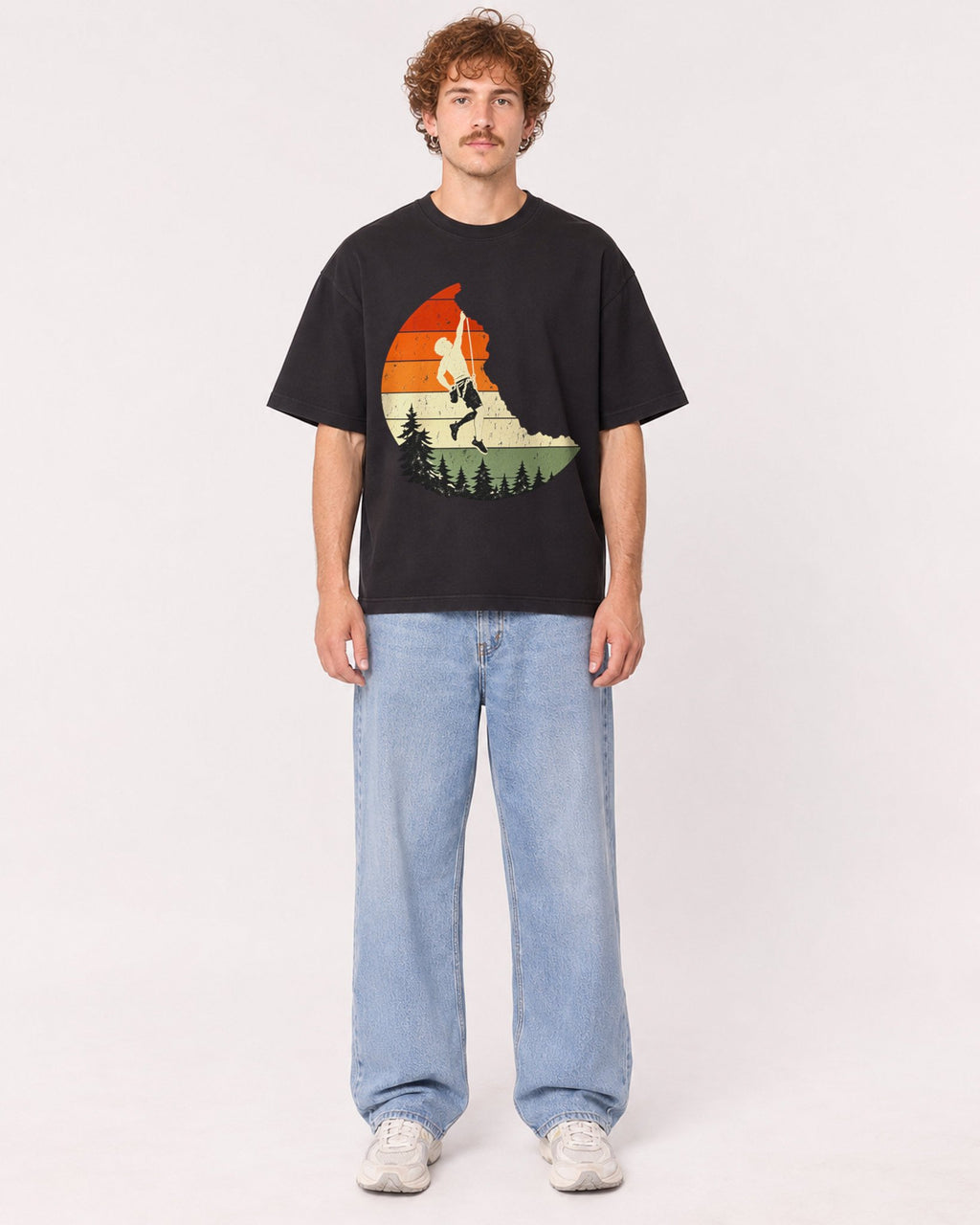 Mockup Boxy Heavyweight Tee Black male full-body 09