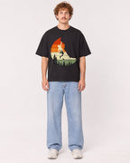 Mockup Boxy Heavyweight Tee Black male full-body 09