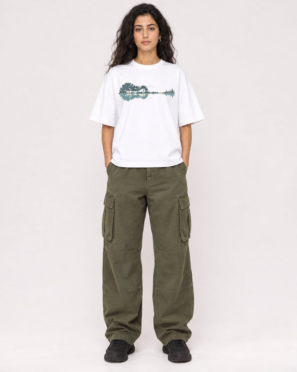 Mockup Boxy Heavyweight Tee White female full-body 07