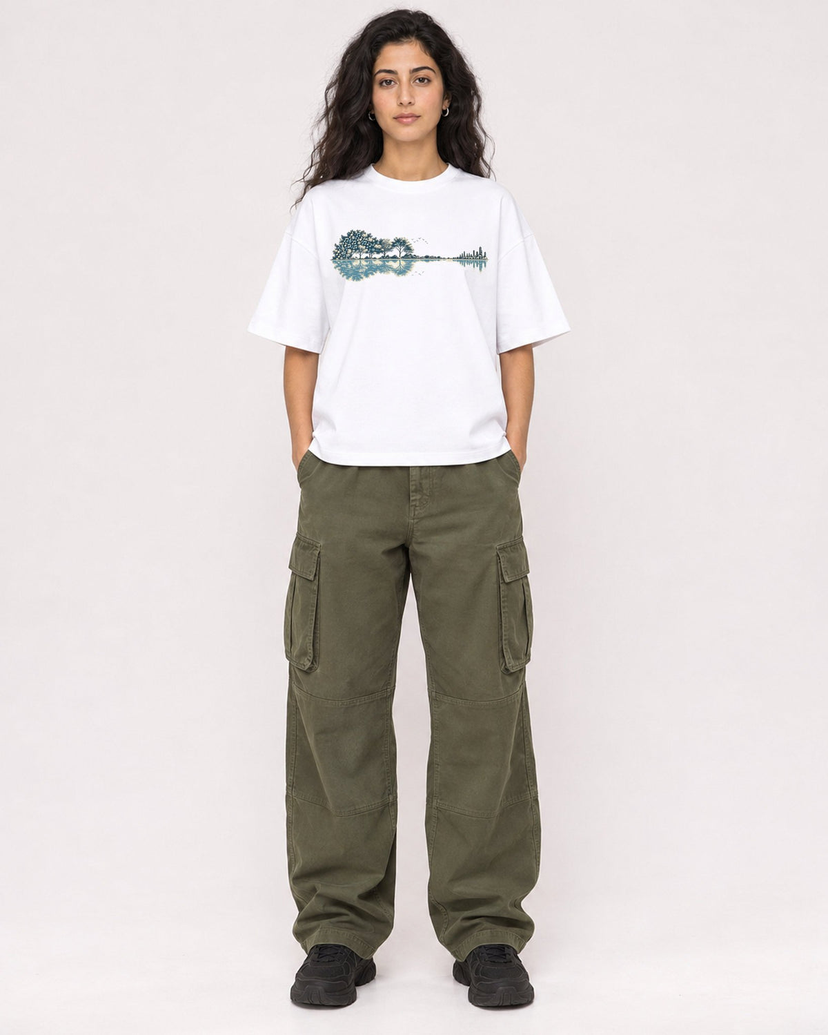 Mockup Boxy Heavyweight Tee White female full-body 07