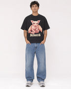Mockup Boxy Heavyweight Tee Black male full-body 06