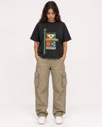 Mockup Boxy Heavyweight Tee Black female full-body 06