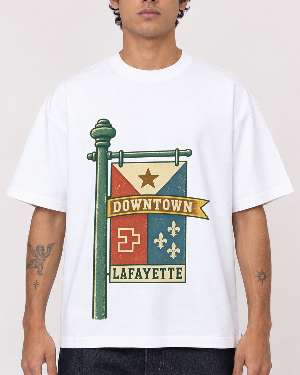 Mockup Boxy Heavyweight Tee White male close-up 06