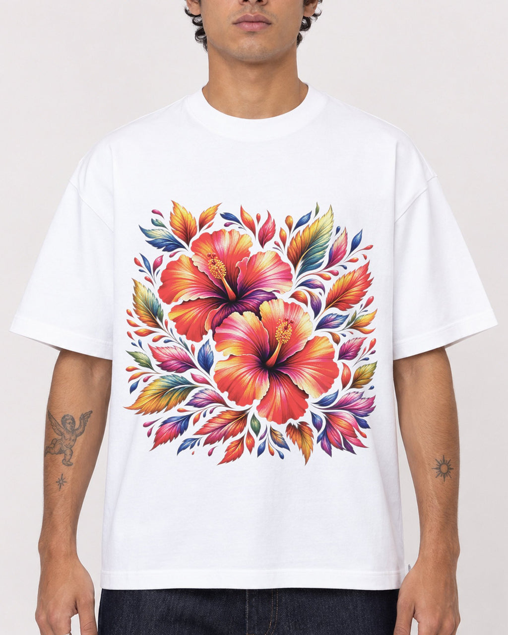 Mockup Boxy Heavyweight Tee White male close-up 06