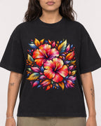 Mockup Boxy Heavyweight Tee Black female close-up 06