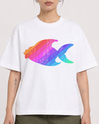 Mockup Boxy Heavyweight Tee White female close-up 12