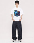 Mockup Boxy Heavyweight Tee White male full-body 01