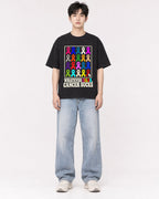 Mockup Boxy Heavyweight Tee Black male full-body 01