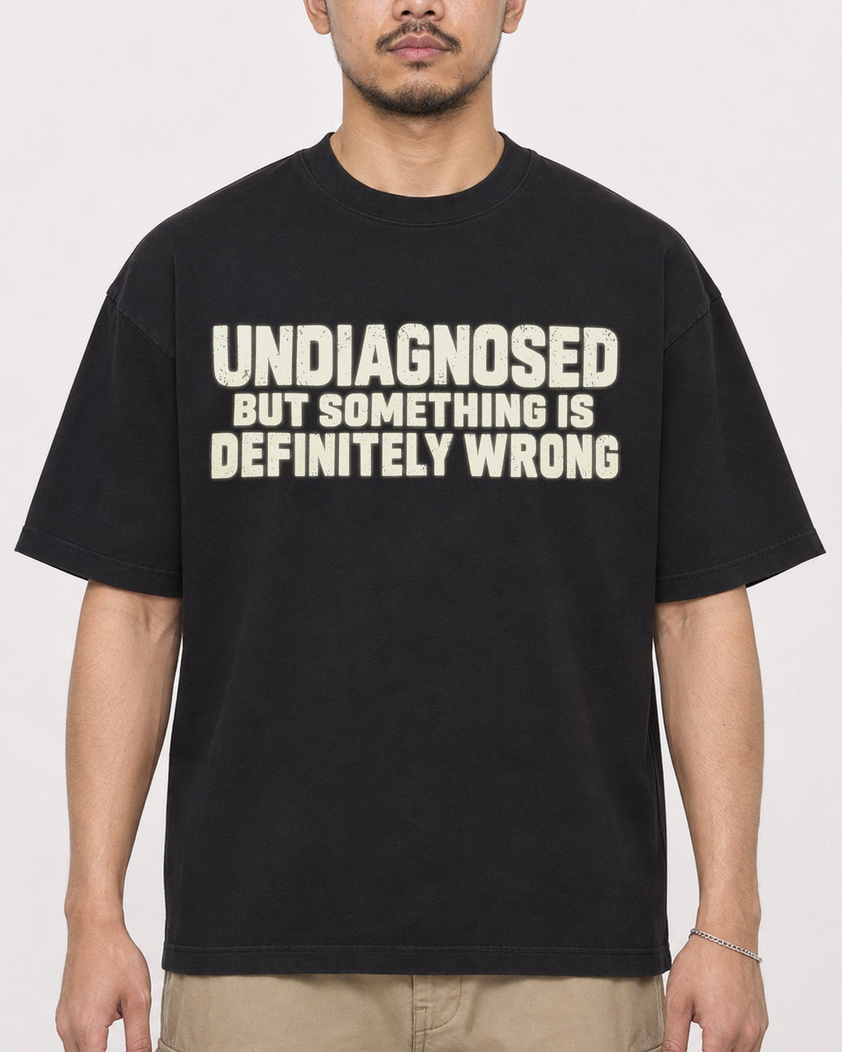 Mockup Boxy Heavyweight Tee Black male close-up 32
