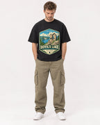 Mockup Boxy Heavyweight Tee Black male full-body 08