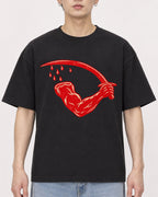 Mockup Boxy Heavyweight Tee Black male close-up 01