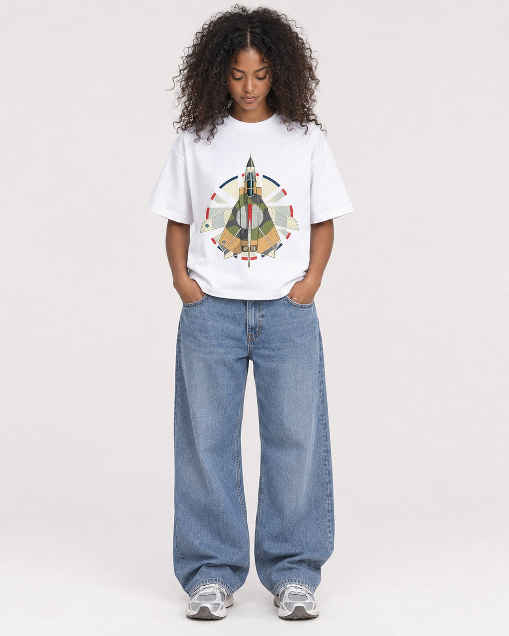 Mockup Boxy Heavyweight Tee White female full-body 05