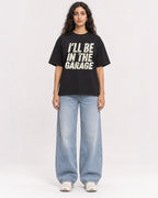 Mockup Boxy Heavyweight Tee Black female full-body 07