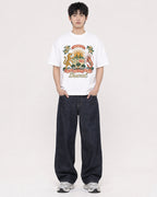 Mockup Boxy Heavyweight Tee White male full-body 01