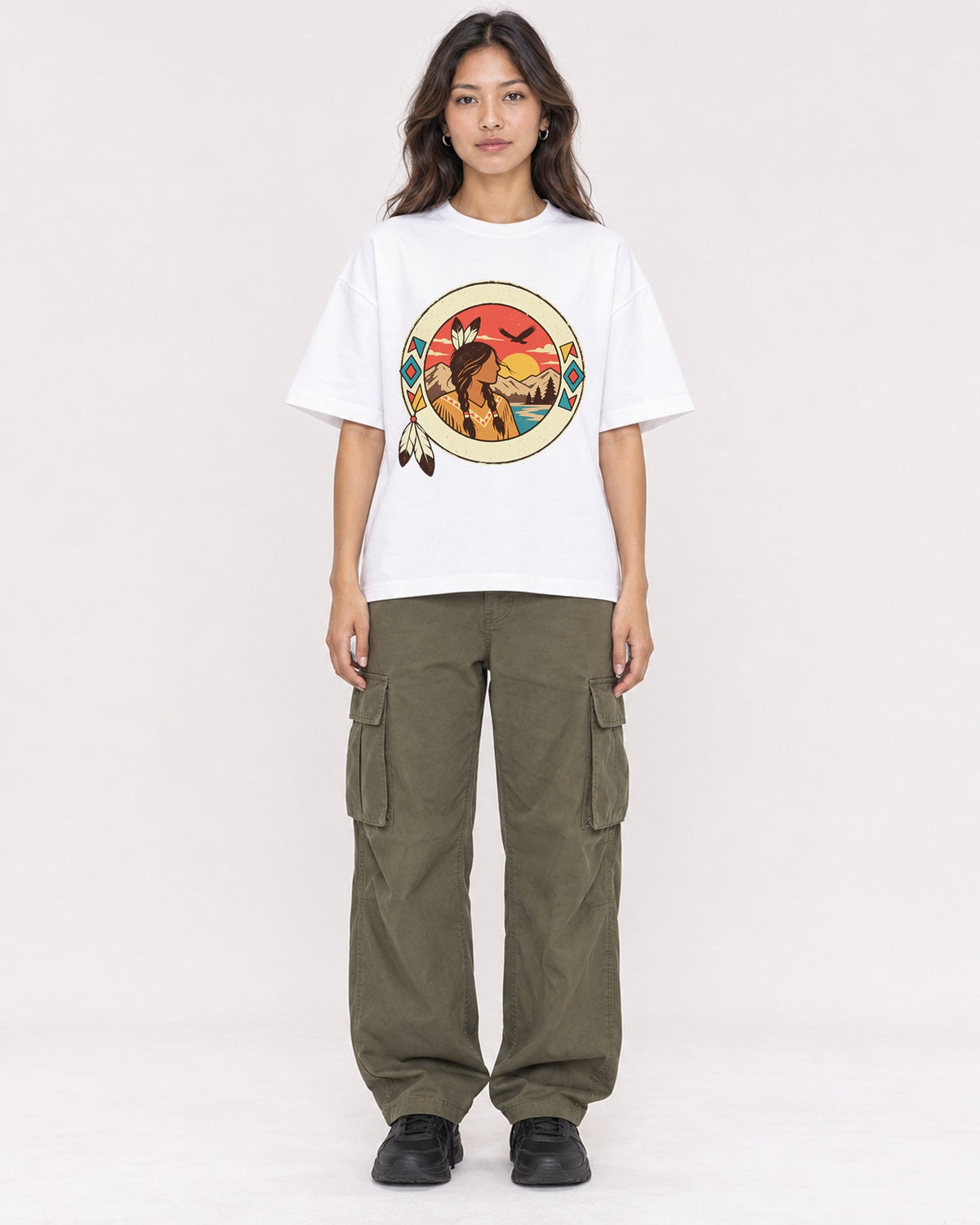Mockup Boxy Heavyweight Tee White female full-body 02