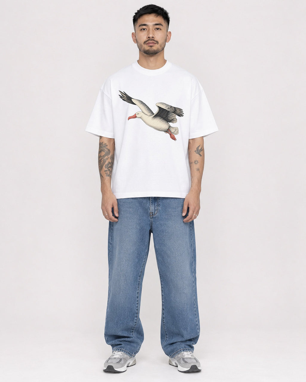 Mockup Boxy Heavyweight Tee White male full-body 12