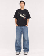 Mockup Boxy Heavyweight Tee Black female full-body 12