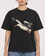 Mockup Boxy Heavyweight Tee Black female close-up 12
