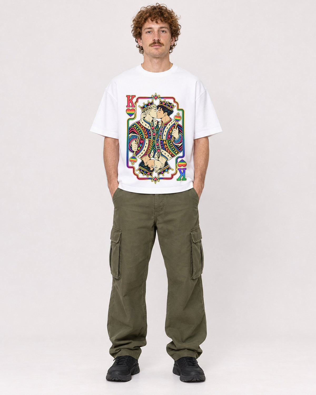 Mockup Boxy Heavyweight Tee White male full-body 09