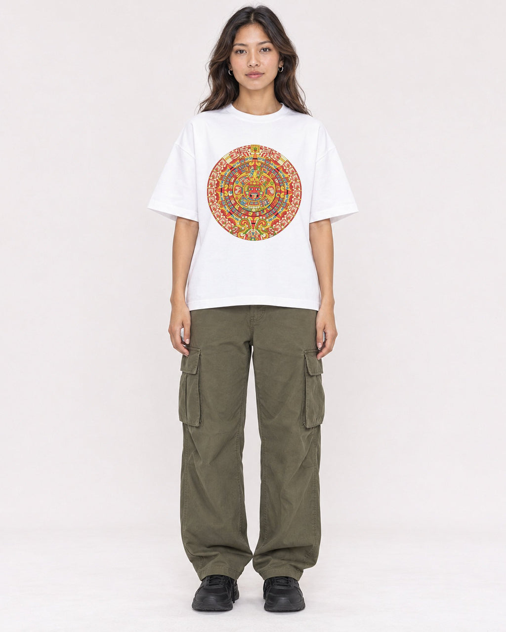 Mockup Boxy Heavyweight Tee White female full-body 02