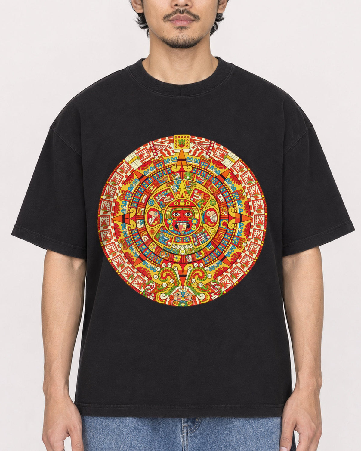 Mockup Boxy Heavyweight Tee Black male close-up 02