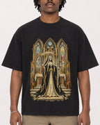 Mockup Boxy Heavyweight Tee Black male close-up 04