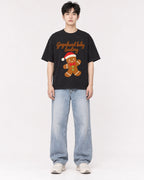Mockup Boxy Heavyweight Tee Black male full-body 01